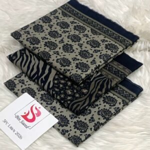 3PC grey floral printed lawn suit with shirt trouser and dupatta