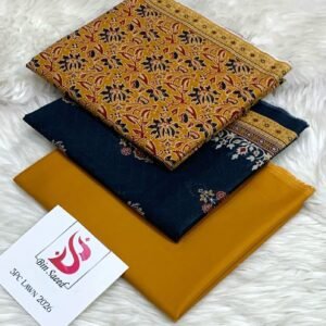 Golden Floral Lawn 3-Piece Suit"