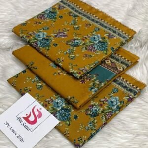 Bin Saeed SPC Lawn 2026 Golden Mustard Floral 3-Piece Suit
