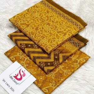 Bin Saeed mustard floral printed lawn 3 piece suit for women