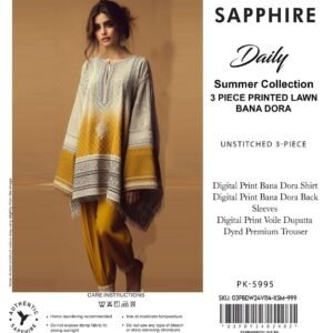 Black and mustard 3 piece lawn suit with dupatta