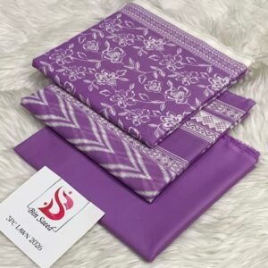 Bin Saeed purple floral printed lawn 3 piece suit for women